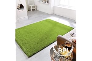 BPIL Shaggy Rugs Soft plain Thick Pile Large Small Antiskid Area Rug Green Color Size (60x110cm)