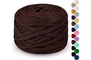 LEREATI Fil pour Crochet 285g 100m Tshirt Yarn Fil Polyester pour Sac au Crochet, Coton à Tricoter pour Sac, Panier, Bricolage, Tapis, Couverture (Café)