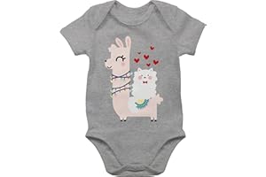 Shirtracer - Baby Body Junge Mädchen - Valentinstag Partner - Lama und Katze mit Herzen