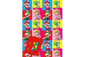 DANILO PROMOTIONS LTD Papel de regalo oficial de Super Mario, 2 hojas y 2 etiquetas, papel de regalo para regalos, papel de regalo con licencia oficial