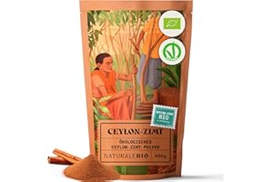 ‎NATURALEBIO NaturaleBio Ceylon Zimt Bio Gemahlen 450g. Premium Echter Zimt Pulver. Natürlicher Antioxidant und entzündungshemmend. Unterstützt die Verdauung, stärkt Abwehrkräfte, fördert das Wohlbefinden