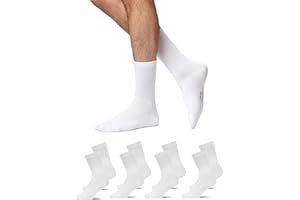 Snocks 4 Pares de Calcetines Hombre y Mujer Altos de Algodón Ecológico - Calcetines Deporte Mujer Hombre Talla 35-50 Calcetines Antiampollas y Antideslizantes Padel, Crossfit, Baloncesto, Running