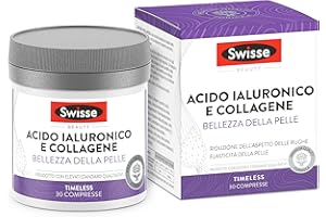 SWISSE Collagene e Acido Ialuronico - Collagene Integratore Donna Uomo con Vitamina C, E, Rame Protegge dallo Stress Ossidativo per Pelle Elastica, Integratori Attenua Rughe 30 Compresse Made in Italy