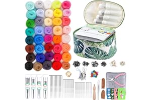 40 Farben Filzwolle Basisset Grundlegende Filzwerkzeuge und Zubehör für Anfänger, Nadelfilz Set Nadelfilz Werkzeuge für Nassfilzen, Trockenfilzen und DIY Filz Tier Handwerk