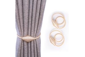 NeuWook Calamite per Tende, 2 PCS Magnetici per Tende, Calamite per Tende da Interno, Alamita Fermatende per Tende per La Decorazione Domestica dell'Ufficio (Beige)