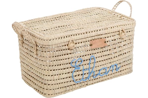 Coffre de Rangement Personnalisé 60cm, Malle à Jouets Personnalisable, Cadeau de Naissance, Fait Main (Broderie)