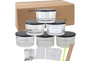 MILIVIXAY 6 Pack 24 oz Candle Making Kits with Metal Lids - Thick Glass Jars for Large Candles - Spice, Powder Containers