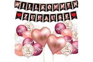 YBwanli willkommen zuhause,25Stück welcome home,herzlich willkommen girlande zurück,Elegante Roségold-Tonkombination,Geeignet für: Einweihungsfeier, Zuhause, Geburt, Urlaubsdekoration