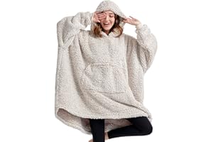 HORIMOTE HOME Oversized Teddy Fleece Hoodie Blanket for Women Cuddly Sherpa Wearable Snuggle Blanket Hoody for Adults Kids Men Teenager, Super Warm and Soft,Brown