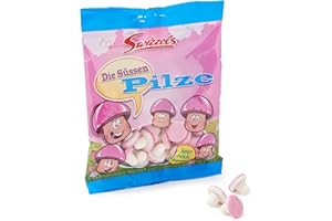 SUESSE PILZE DOK Swizzels Süße Pilze, leckere Schaumzuckerpilze mit Erdbeergeschmack, 12 Beutel (12 x 100g)