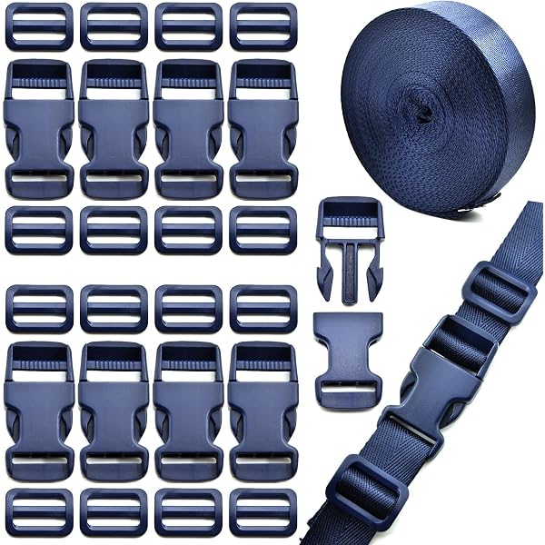 thumbnail: Nylon Riem 20 Mm X 5 M Met 10 Kunststof Gespen En Laddergespen - Zwart