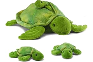 Prextex Turtle Plushie w/ 3 Little Cute Plush Sea Baby Turtles Zip in Plushlings Collection Turtle Teddy Playset, Turtle Toys for Kids, Turtle Toy for Birthday Party Decoration