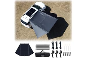 Top Lander Toldo para coche, camping, SUV, refugio solar, impermeable, universal, anti-UV, para furgoneta, caravana, camión, vehículo (negro, 2 x 3 m)