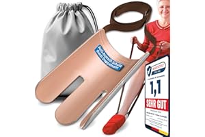 ‎LIEBLINGS HELFER Premium Sockenanziehhilfe mit extra langen Bändern – 2-in-1 Strumpfanziehhilfe inkl. Aufbewahrungsbeutel – reißfest & rutschfest – ideal für Senioren, Schwangere, Reha und nach Hüft- & Knie-OPs
