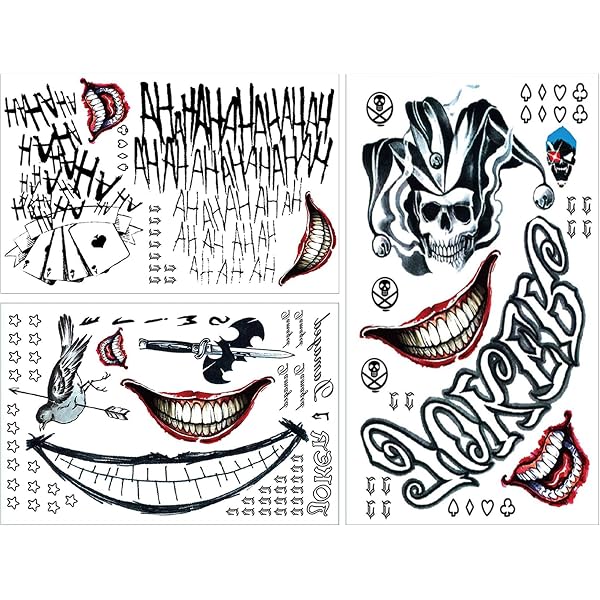 EROSPA Temporäre Tattoos – Extra Große Motive (Totenkopf, Joker), Ca. 29,6x20 Cm, Wasserfest