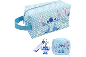 FIXLEREN Trousse de Toilette ，Trousse à Maquillage, Cartoon Makeup Bag, Sac de Maquillage de Voyage,Idéal Rangement et Voyage，Porte-clés et Small Cartoon Makeup Bag，pour Enfant, Adolescent, Adulte (Bleu)