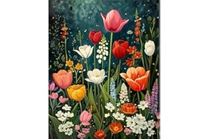 JATOK Paint by Numbers Kits for Adults, Painting Kits for Beginners On Colored Canvas, Easy DIY Acrylic Pigment Drawing Paintwork for Home Wall Decor, 16x20in Frameless, Flower