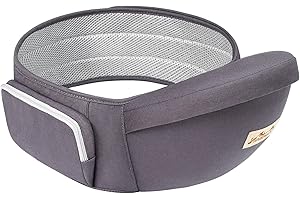 Viedouce Portabebé Ergonómico Asiento de Cadera,Algodón Puro Ligero,Taburete de Cintura de Posición Múltiple por Bebé Niños 3-36 Meses (Gris Oscuro)