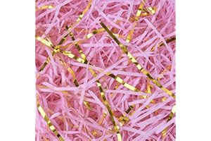 HXJDAM 300g Füllmaterial für Geschenkbox in Rosa und Gold, Geschreddertes Papier für Pakete und Geschenke