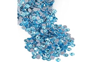 ‎BEADSLAND Beadsland 2880 Stück Aquamarin Hotfix Strasssteine, Hitzefix Strasssteine zum Basteln, Hotfix Kristall Runde Edelsteine, Aquamarin (SS10/2.7-2.9mm)