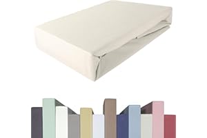 ‎EDDA LUX EDDA LUX Spannbettlaken für 20-40 cm hohe Matratzen, 180 x 200-220 bis 200 x 200-220 cm, Öko-Tex, Baumwolle m. 5% Elasthan, Premium Spannbetttuch für Boxspringbett, in Natur