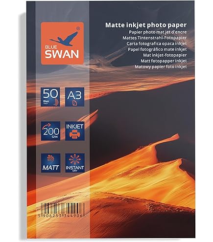 Carta Fotografica Opaca Blue Swan A3 - 200 G/m² - 50 Fogli - Asciugatura Rapida - Alta Luminosità - Per Stampe Professionali - Foto 9