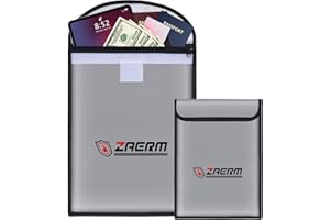 ZAERM Feuerfeste Dokumententasche, 2 Stück Feuerfeste Tasche (38 x 28 cm, 23 x 18 cm) Feuersichere Wasserabweisend Dokumententasche Hülle Beutel Behälter für A4 Dokumente Passport Bankdatei Geld Wertsachen