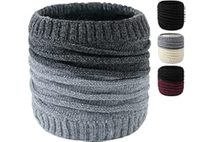 NLAND Bufandas Para Hombres Y Mujeres Bufanda De Cuello Redondo De Punto Cálido De Invierno Bufanda De Cuello Alto Con Forro Polar Grueso