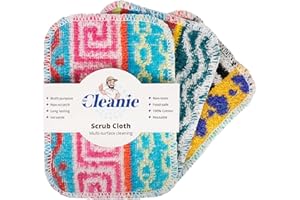 Mr Cleanie 3-Pack Scrub Cloths Multipurpose Non-Scratch Eco Friendly Cotton Dish Washing Up Scourer for Kitchen and Household Cleaning Dishwasher Safe Reusable