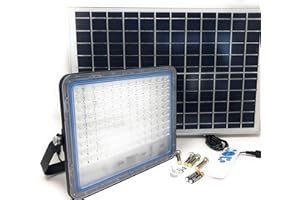 AntDau71 - Projecteur LED extérieur 500 W avec panneau solaire, lumière blanche 6000 K, spot solaire LED avec télécommande, matériau en aluminium étanche IP67, 5000 lm, énergie photovoltaïque