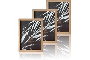 VUVUZULA Picture Frame, A4, 21 x 30 cm, Natural, Wood Photo Frame, Wooden Frame, MDF Frame, for Certificates, Set of 3