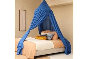 ‎UB-STORE Blauer Betthimmel für Doppelbett | Runder Moskitonetz Größen | Baldachin Bett für Teenagern & Erwachsenen | Himmelbett für Schlafzimmer