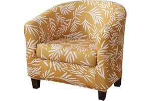 ele ELEOPTION Tub Chair Covers 2 Piece Set - Upgraded IN 1 Design Bucket High Stretch Printed Soft Club Armchair Slipcovers Cafe Bar Office Reception (Print 2), One Size, (WBYT)