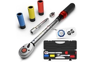 GENTOR Drehmomentschlüssel 1/2 Zoll 40–210 Nm – TÜV & GS geprüft – Ratsche mit Klick-Signal – Set inkl. Nüssen & Koffer für Auto, Motorrad & Reifenwechsel