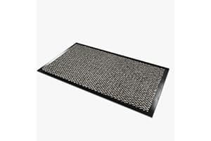 Comart - Zerbino Asciugapassi New - Tappeto per Ingresso Esterno e Interno - Fibra Sintetica - Antipioggia - Assorbente - Tappetino Fuori Porta Sottile - Antiscivolo - Lavabile - Grigio - 50x80 cm