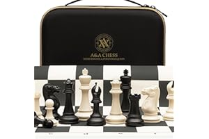 A&A Jeu D'échecs De Tournoi avec Plateau en Silicone Pliable De 51*51 cm Et Pièces Staunton Quadruplement Lestées, Facile A Emballer Et A Transporter, Edition Classique Super Lourde, 2 Joueurs