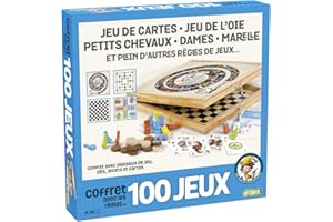 France Cartes- Coffret 100 Bois-Les Grands Classiques Famille, Enfants Dames, Petits Chevaux, l'Oie, Marelle, dés et Jeu de Cartes,de 3 à 8 joueurs, 527600