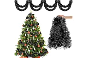 Aitsite 20M/Pack of 10 Lametta Weihnachtsbaum, Lametta Schwarz Weihnachtsdeko Weihnachtsbaum Girlande Weihnachten deko Party Weihnachtsfeier Hängende Geburtstagsparty Dekoration