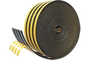 Inwee Cinta Selladora Espuma, Espuma Burlete Adhesivo Resistente, 4 Rollos de 6mm de Ancho x 3mm de grosor, Espuma de Alta Densidad, Burlete para Puertas y Ventanas, Total 20 m (4 x 5 m)