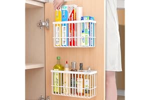 HUMTEOXI 2-pakowy pojemnik do przechowywania na drzwiach szafek kuchennych, samoprzylepny, ścienny worek do przechowywania świeżości do kuchni/łazienki/lodówki(białe)