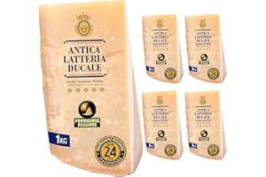Parmigiano Reggiano Dop 24 mesi da Allevamento e Agricoltura Sostenibili - Premiata Produzione Artigianale dal 1949 - Formaggio Naturalmente Privo di Lattosio ANTICA LATTERIA DUCALE (1kg - 5pz)