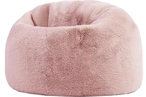 icon Kingston Faux Fur Fluffy Kids Bean Bag, Rose Pink, Fluffy Kids Bean Bag Chair with Filling Included for Girls and Boys, Childrens Chair, Beanbags for Children, Playroom Décor, Bedroom Accessories