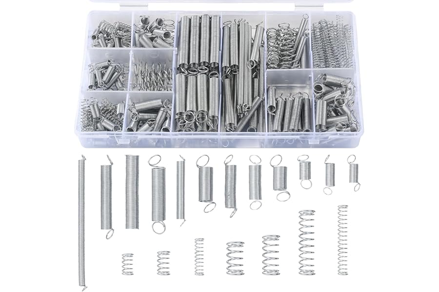 210 Pcs Compression Springs and Tension Springs Assortment Kit, Springs Assorted Extension Springs, Steel Metal Extended Compressed Spring Assortment Set, Coil Springs Spiral Springs Kit, 20 Sizes