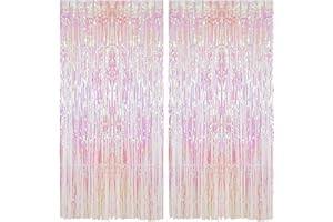 Alaoo Lametta Vorhang Rosa, 2 Stück Party Vorhänge Luftschlangen, Glitzervorhang Lametta, Fotowand Hintergrund Party Deko fur Party Deko Geburtstagsdeko Hochzeit Festivals Bühnendekor, 2m