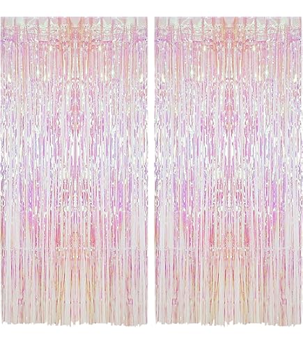 Lametta-gordijn Roségoud 4-delig set – Meisjesfeestdecoratie