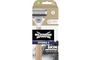 Wilkinson Sword - Golarka Hydro 5 Skin Protection Premium Edition - Golarka z 5 ostrzami - 1 drewniany uchwyt i 1 głowica