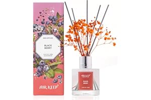 Airkeep Profumatore per Ambienti Black Berry, Profumatore per Ambienti con 8 Bastoncini di Fragranza, Diffusore di Fragranze per Bagno, Appartamento, Decorazione Della Casa, 100ml
