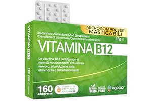 AGOCAP Vitamina B12,1000µg. B12 Vitamine 160 Comprimés - Soutient le Système Nerveux. Vitamine B12 Adulte, Énergie, Immunité, Métabolisme. Vegan, Natural