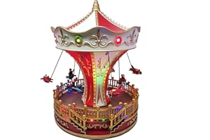 TIN DREAMS FACTORY Pueblo Navideño con Movimiento, Carrusel Navidad, Pueblo Navidad, Musica, Luz Led, Decoracion Navidad, Adornos Navidad casa, Adornos navideños, Navidad Decoración 2024