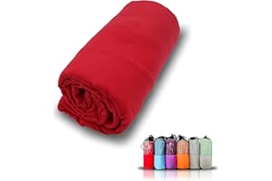 Meishida Toalla de Microfibra Secado Super Rápido, Toalla para Deporte Gimnasio, De Viaje y a la Playa, Absorbente y Ultraligera (Rojo, 75 x 130 cm)